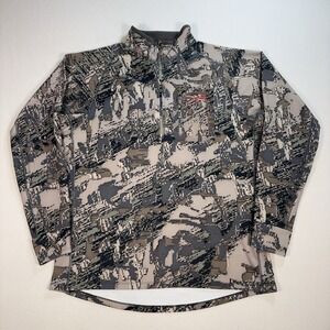 Sitka Gear 1/4 Zip Men's XL Beige Degital Camo Fleece Lined Pocket Thumbhole
